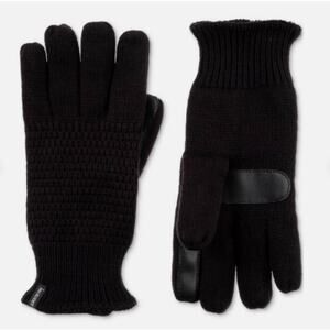 Isotoner Gloves Signature Women's One Size Black Water-Repellent Textured Knit